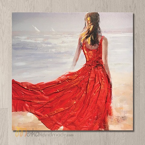 Tranh nổi sơn dầu cô gái - Beauty on the beach